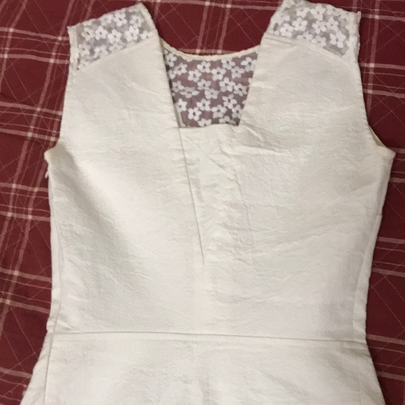 Maje asymmetrical hem dress lace inset in white - Picture 4 of 8